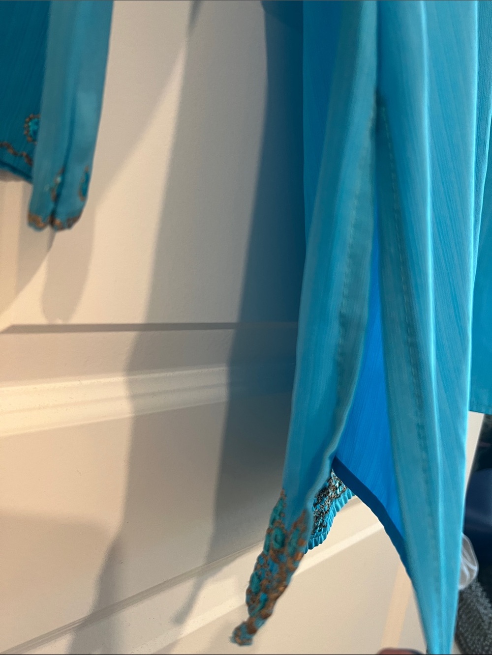 Embroidered Turquoise  Tunic Top with Gold Accents - Picture 14 of 14